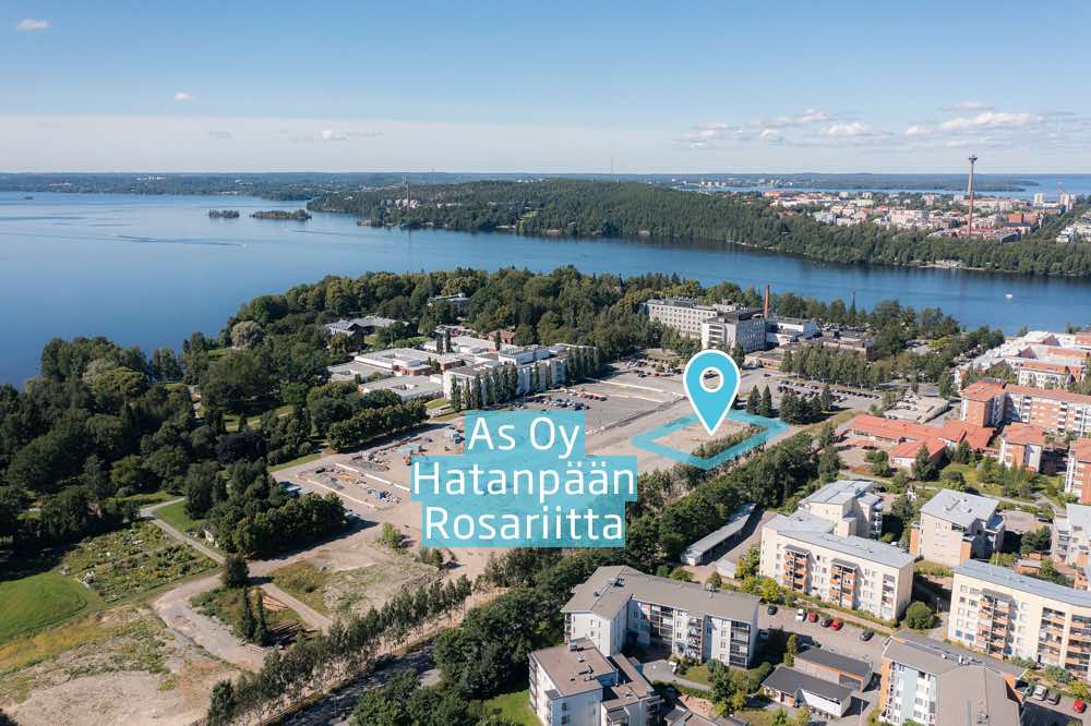 Ilmakuva Asunto Oy Hatanpään Rosariitan sijoittumisesta Hatanpäälle sairaalan ja kartanon läheisyyteen.